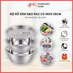 Bộ rổ kèm nạo rau củ inox 26cm
