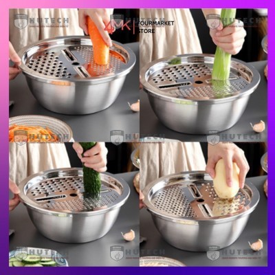 Bộ rổ kèm nạo rau củ inox 26cm