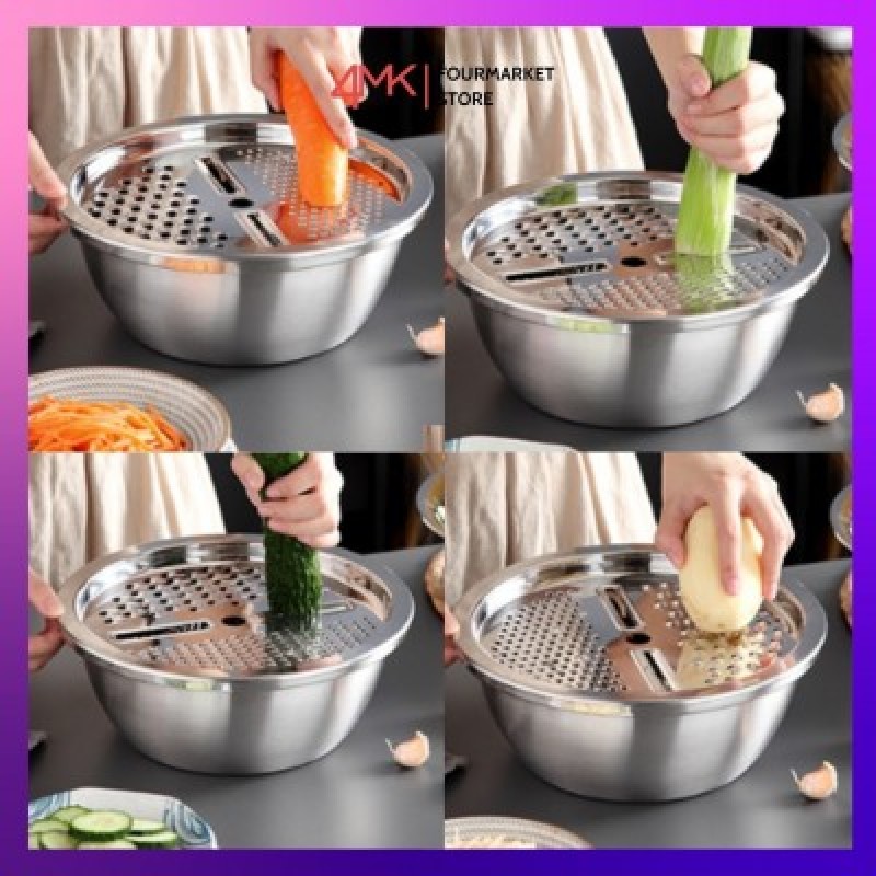 Bộ rổ kèm nạo rau củ inox 26cm